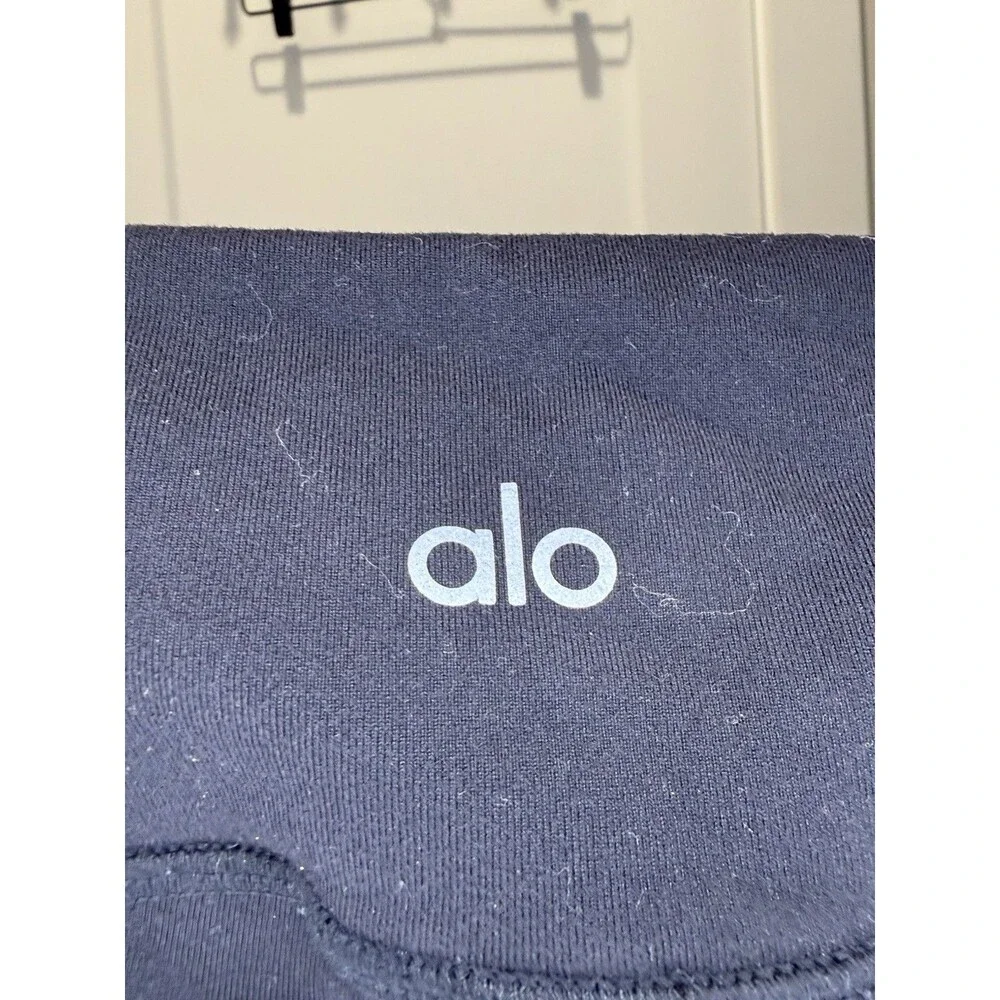 Womens Alo Entwine Yoga Leggings Full Length Mid Rise Black Small 26” Activewear